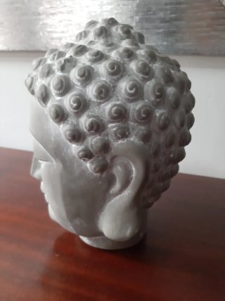 Cabeça de Buda em Cerâmica Cinza