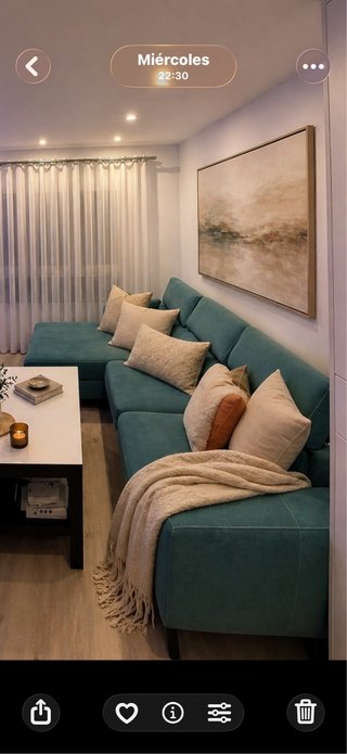 Sofá modular turquesa con cheslong