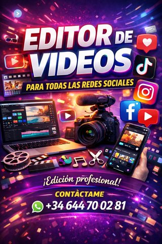 Editor de Vídeos para TikTok, YouTube, Reels, etc