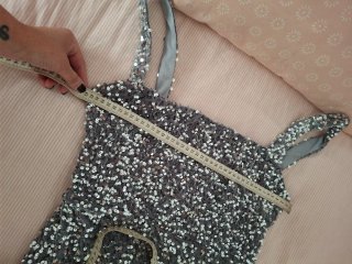 Vestido plateado lentejuelas