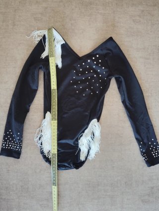 Maillot Gimnasia Rítmica Negro con Flecos
