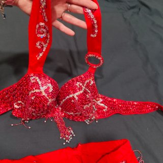 Traje de Danza del Vientre Profesional - Rojo