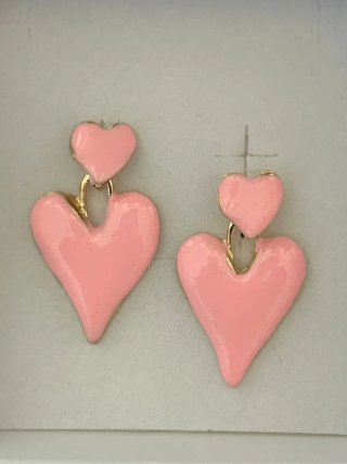 Orecchini Vintage Cuore Rosa Oro