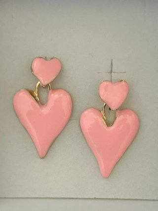 Orecchini Vintage Cuore Rosa Oro