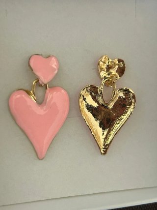 Orecchini Vintage Cuore Rosa Oro