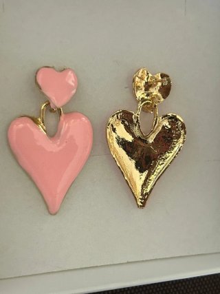 Orecchini Vintage Cuore Rosa Oro