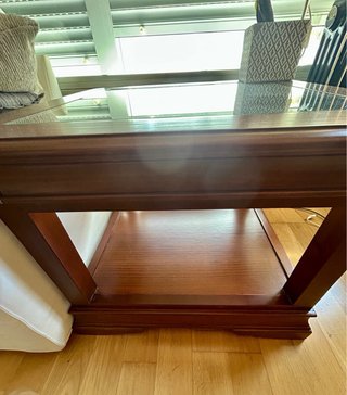 Mesa de salón madera y cristal 70cmx70cm