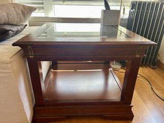 Mesa de salón madera y cristal 70cmx70cm