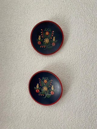 Cuadro decorativo madera azul y rojo