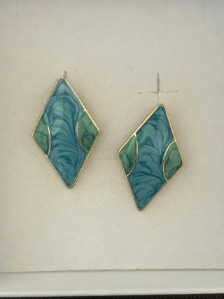 Orecchini Vintage Rombo Blu Verde