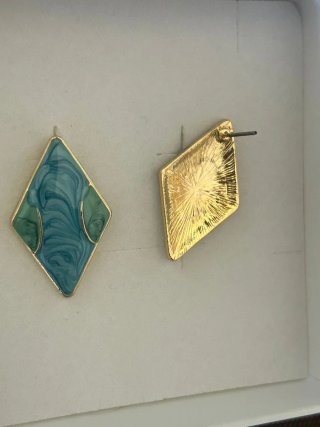 Orecchini Vintage Rombo Blu Verde