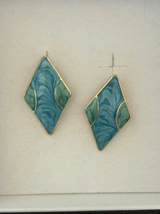 Orecchini Vintage Rombo Blu Verde