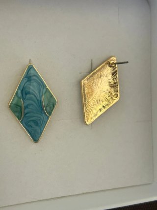 Orecchini Vintage Rombo Blu Verde