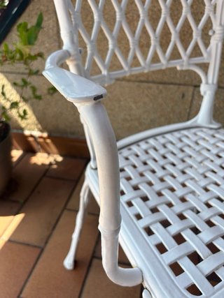 Mesa y 4 Sillas Forja Blanca Exterior