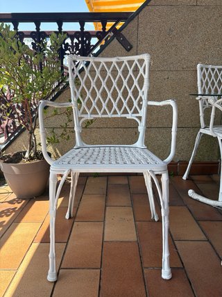 Mesa y 4 Sillas Forja Blanca Exterior