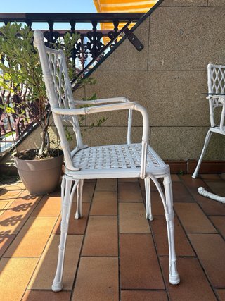 Mesa y 4 Sillas Forja Blanca Exterior