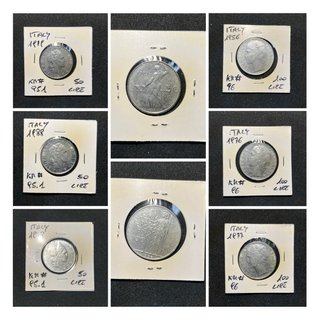 Set 6 Monete Rare Lira Italiana 50/100 Acmonital