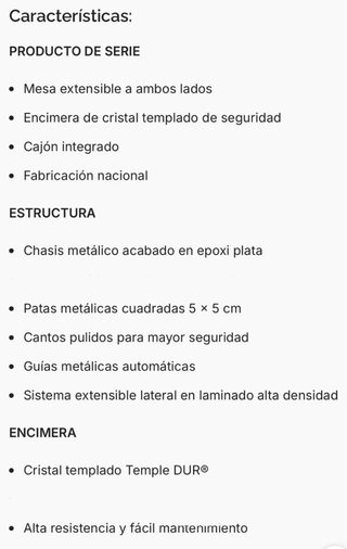 Mesa Cristal Templado Extensible