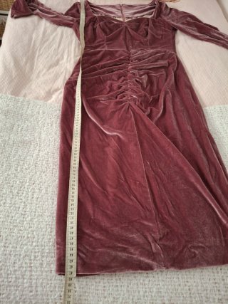 Vestido largo de terciopelo rosa/morado
