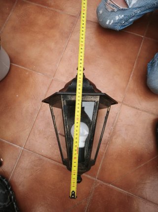 Farol exterior pared metal y cristal