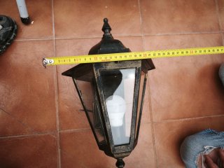 Farol exterior pared metal y cristal