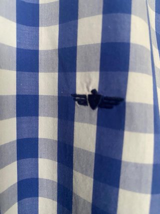 Camisa de cuadros azul y blanca