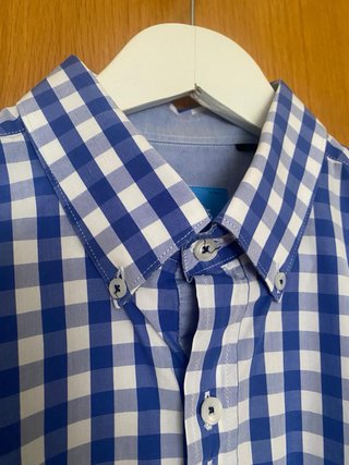 Camisa de cuadros azul y blanca