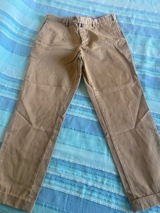 Pantaloni cotone beige lavati a pietra