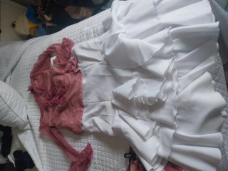 Vestido de flamenca rosa y blanco