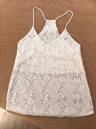 Camiseta tirantes encaje blanco