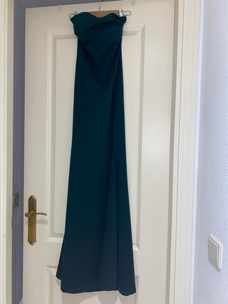 Vestido palabra de honor verde botella