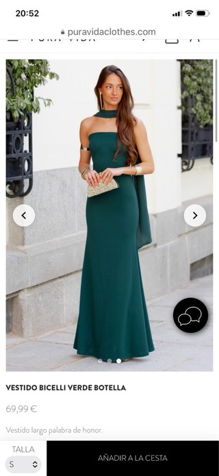 Vestido palabra de honor verde botella