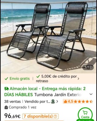 2 Hamacas Jardín Exterior Plegables