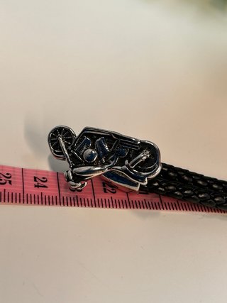 Pulsera Cuero Negro Moto Hombre y anillo acero