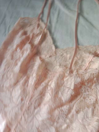 Conjunto lencería camisón corto, braga rosa palo