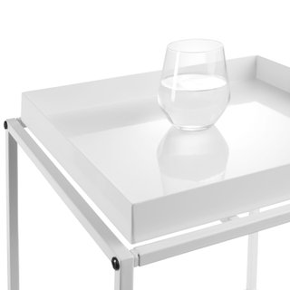 Mesa auxiliar con bandeja y topes 40 x 40 x 44 cm, blanco