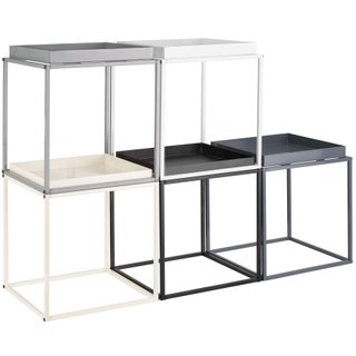 Mesa auxiliar con bandeja y topes 40 x 40 x 44 cm, blanco