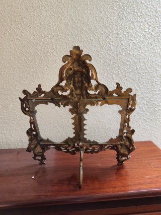 Marco de fotos doble de bronce vintage