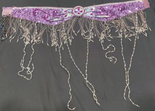 Conjunto Danza Vientre 4 Piezas Morado/ Pedrería.