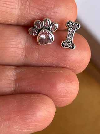 Orecchini Argento 925 Zampa Cane Osso