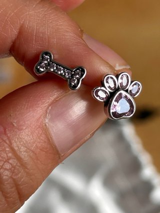 Orecchini Argento 925 Zampa Cane Osso