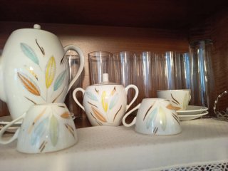 Juego de café porcelana y cristal