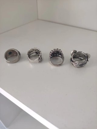 Lote 4 Anillos Plateados