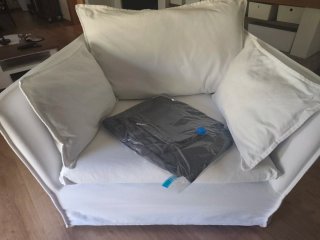 Poltrona BACKSÄLEN Bianca sfoderabile + fodera extra