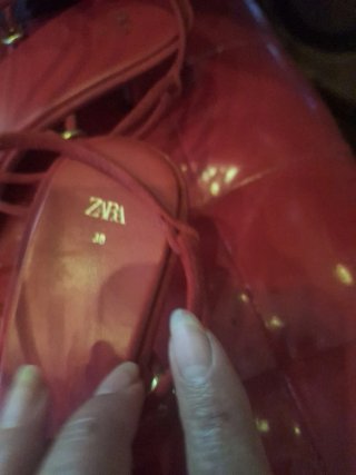 Sandalias Zara Piel Ante Rojo Talla 38