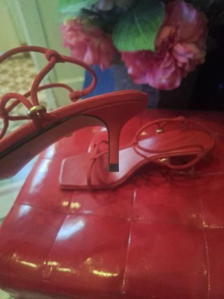 Sandalias Zara Piel Ante Rojo Talla 38