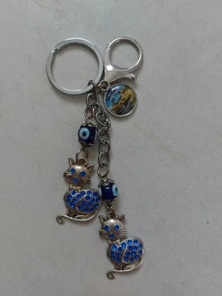 Portachiavi Gatti con Occhio Turco Azzurro