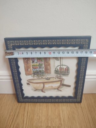 Quadro Bagno Vintage Vasca con Fiori