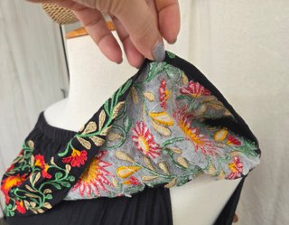 Vestido Indio Bordado Flores Boho Talla Única