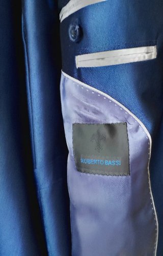 Traje Novio Azul Entero Roberto Bassi  Diseño 2025